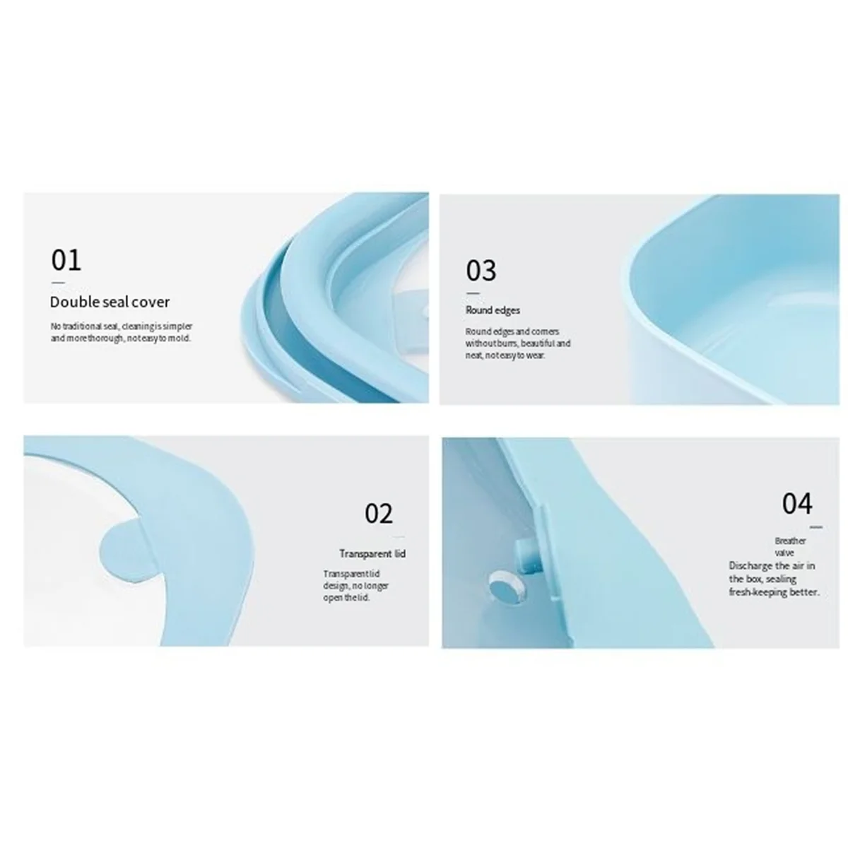 صندوق غداء قابل للتبريد في الميكروويف، صندوق حفظ طازج، صندوق غداء طعام مرئي، وعاء مختوم، صندوق غداء B SQ