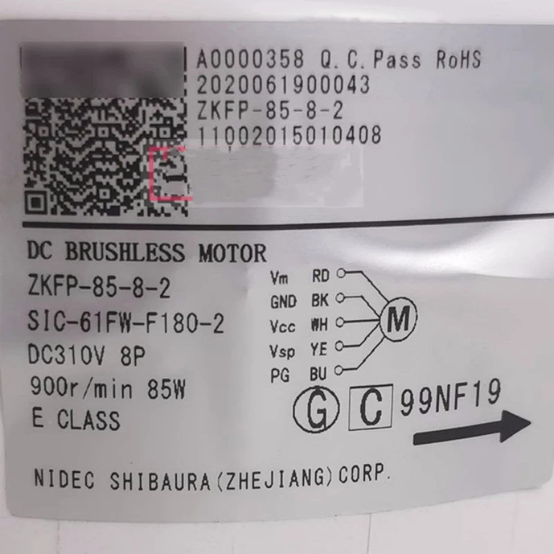 Novo para midea ar condicionado motor de ventilador interno ZKFP-85-8-2 motor dc310v motor SIC-61FW-F180-2
