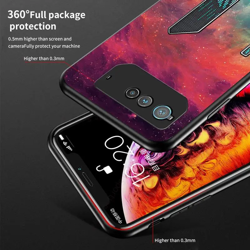 For Asus ROG Phone 6 Tempered Glass Shockproof Phone Case For ROG Phone 6 5 3 2 Gradient Starry Sky Glass Hard Phone Cover Funda - view 4