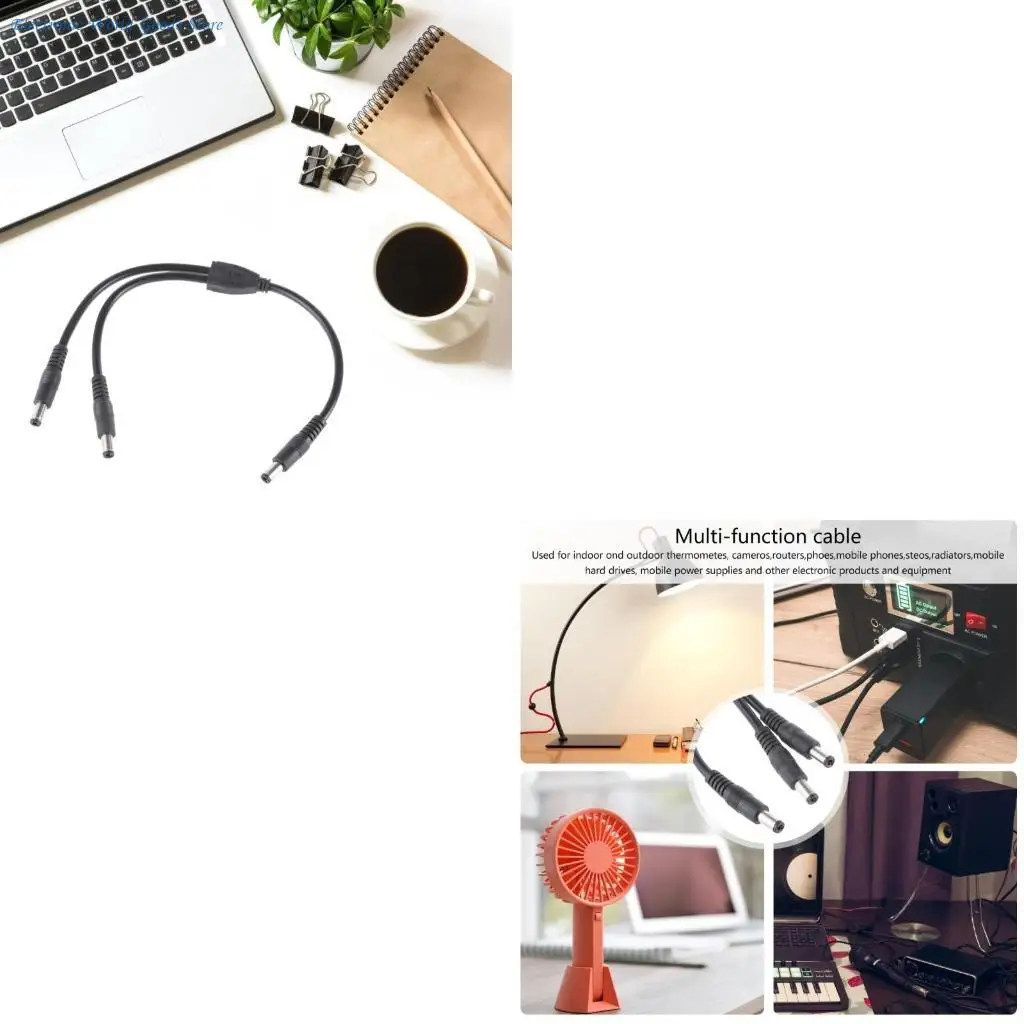 A3PD Y Splitter DC5.5x2.5mm Power Cord 1Male to 2 Male for Low Voltages Devices