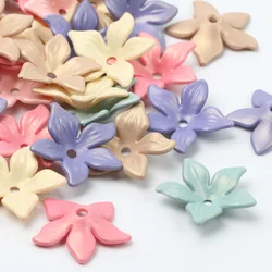 Matte Scrub Color Flower 50pcs Acrylic Beads Five Petal Charm For Making Jewelry Bead DIY Jewelry Necklace Keychain Accessories