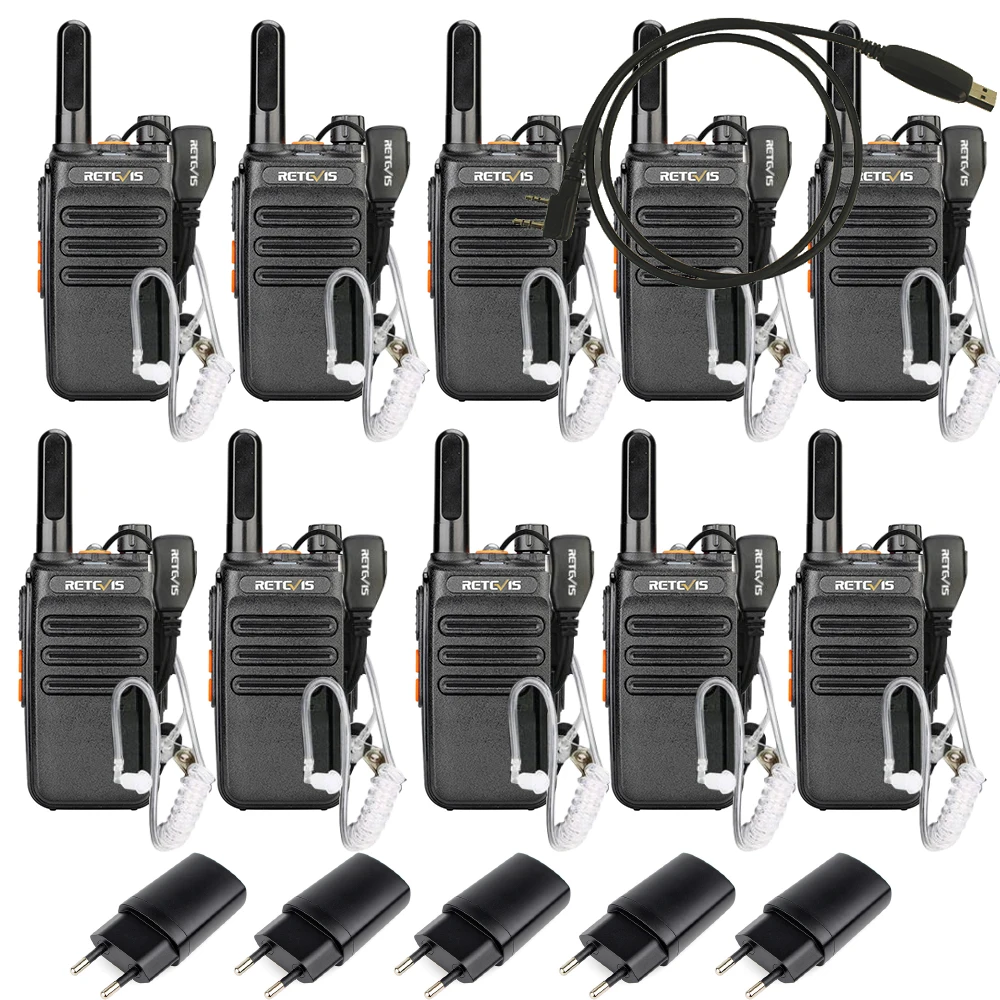 Commercial Walkie-Talkies Set with Earpiece Cable 2 Way Radios Rechargeable Emergency Alarm VOX Handsfree Retevis RB35/RB635