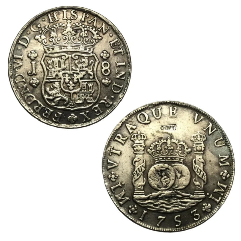 Copia exacta chapada en plata, 8 pilares, España, 1753