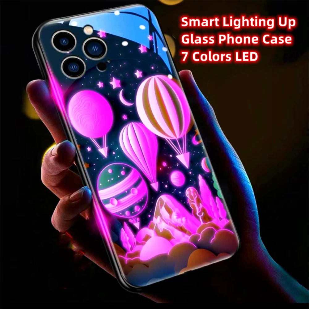 So Cute Dolphin Led Light Phone Case Call Flash Glitter Cover For iPhone Air 17 16 E 15 14 13 12 11 Pro Max Plus X XS XR SE Mini