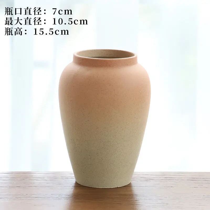 YFY large-diameter flower ware, plain-fired ceramic hydroponic vase  , pottery pot retro new Chinese-style  home ornament