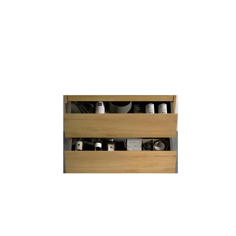 壁掛けキャビネット、ナチュラルオーク仕上げ、引き出し2個、KD組み立て