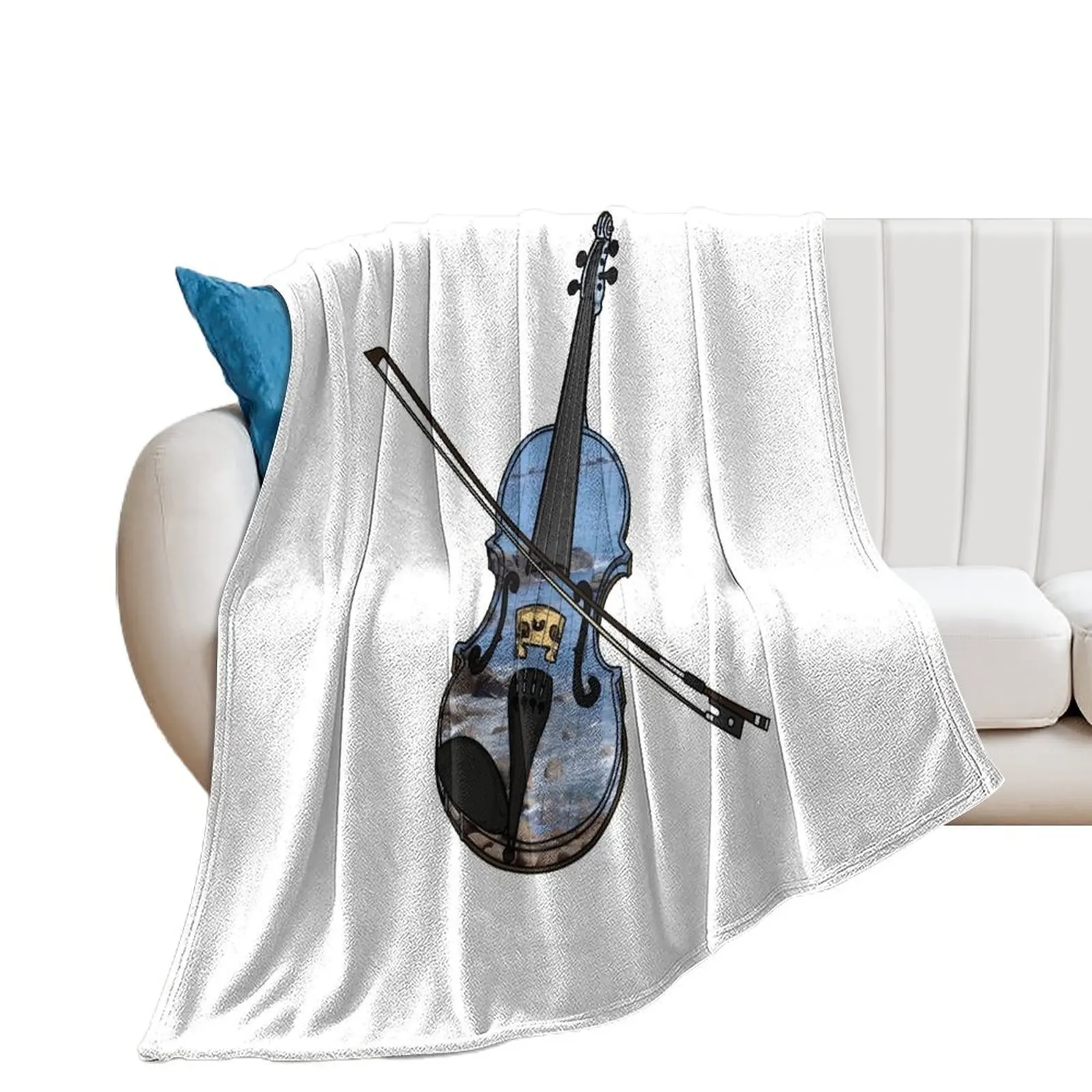 Violin Fiddle Ocean Sea Throw Blanket Flannel Decorative Beds For Sofa Thin Softest Blankets