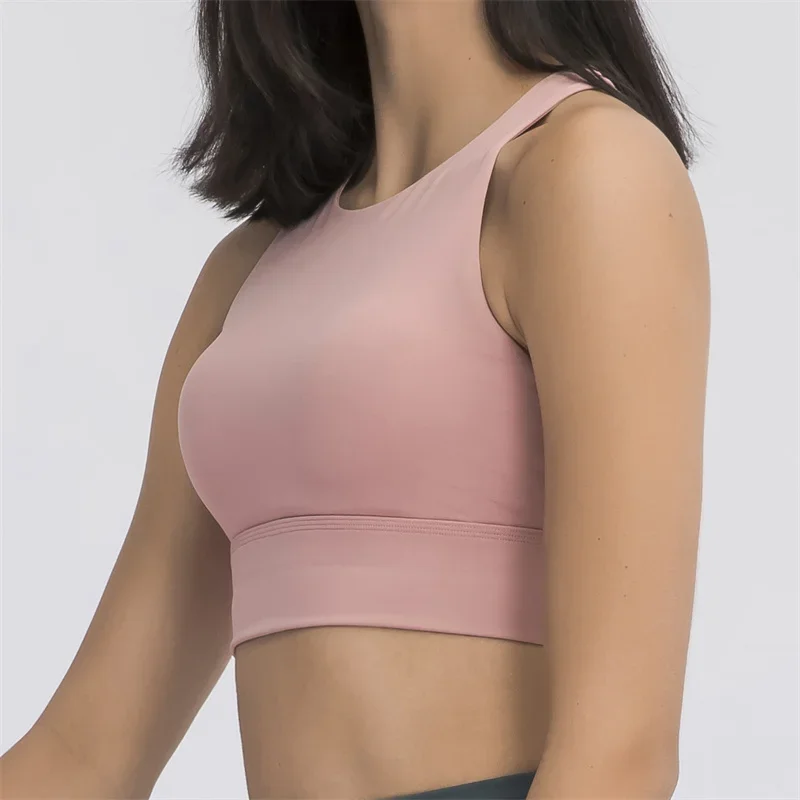 Nepoagym-女性用の長いスポーツブラ,色とりどりのハイネックブラ,背中に三角形のカットアウトブラ,フィットネス用のショートトップ,新しいコレクション