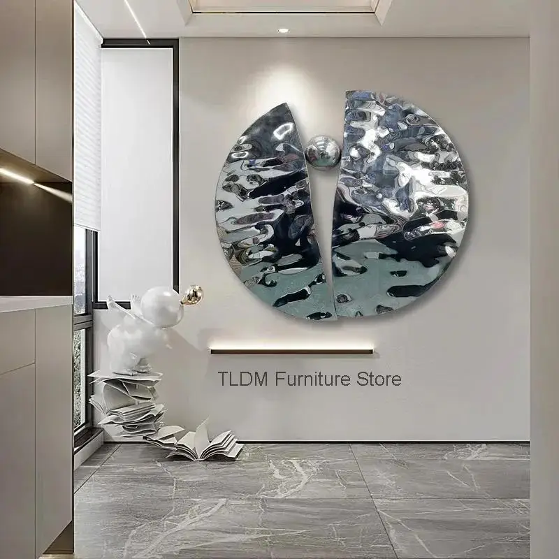 Home Stainless Steel Hanging Decorations Hotel Background Wall Decoration Pendant Living Room Water Ripple Decoration N