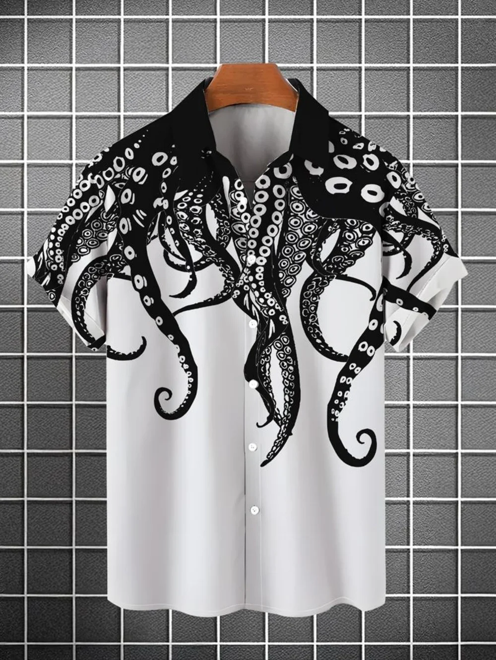Summer Men's 3D Octopus Graphics Printed Shirt Men's Short Sleeve Shirts Casual Hawaiian Tops Holiday Streetwear Men Clothing