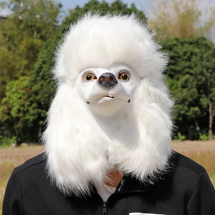 

New Halloween Mask - Cute Poodle Scary Plush Animal Wolf Dog Headgear, Funny Dog Face Cover for Halloween Parties & Costumes