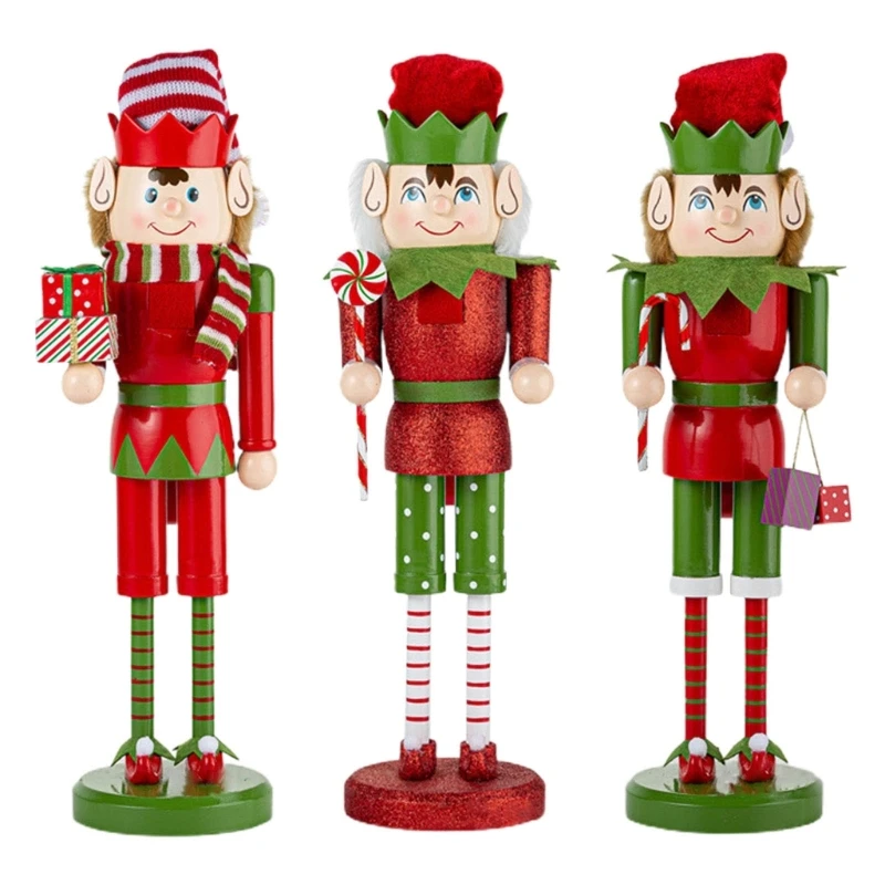 

15 Inch Wooden Elf Nutcracker Soldier King Figures Holiday Christmas Decor for Indoor Tabletop Desktop Holiday Farmhouse