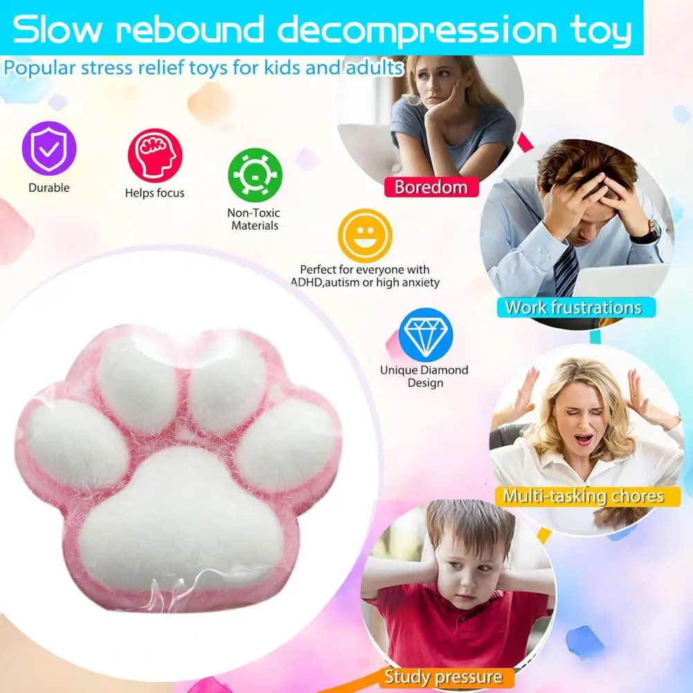 Мяч для снятия стресса с кошачьей лапой Kawaii Cat Paw Игрушки для снятия стресса для детей Веселые шарики-непоседа Сжимаемые игрушки Сувениры для вечеринок Пасхальная корзина