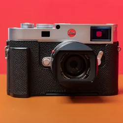 Handmade Bag Genuine Leather Camera Half Case Metal Grip Dovetail Plate Built-in for Leica M11 Black