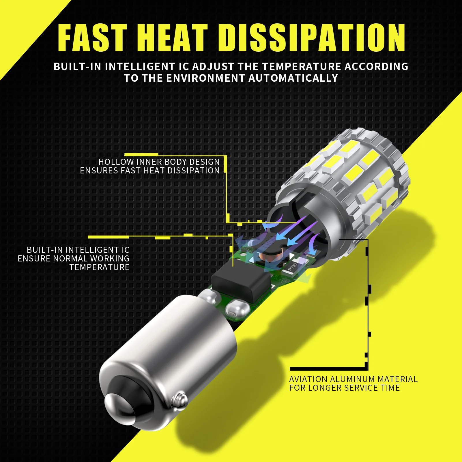 AILEO 2PCS BA9S LED BAX9S BAY9S 30 SMD 4014 Bulbs 1500LM 12V White Amber Yellow Signal Lamp
