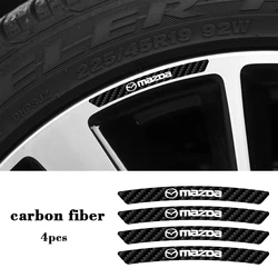 4/8PCS Auto Carbon Faser Felge Aufkleber Dekorative Zubehör Für Mazda 2 3 5 6 Axela CX5 CX3 Atenza Demio RX7 CX7 MPS MS 323 MX3