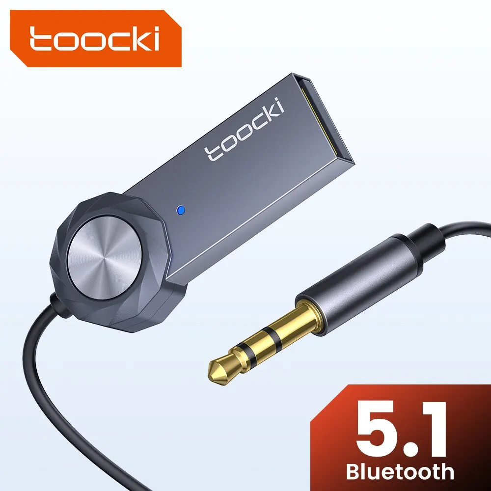 Toocki-adaptador auxiliar Bluetooth 5,1, Dongle USB a conector de 3,5mm, receptor inalámbrico Bluetooth para coche, Kit manos libres para transmisor