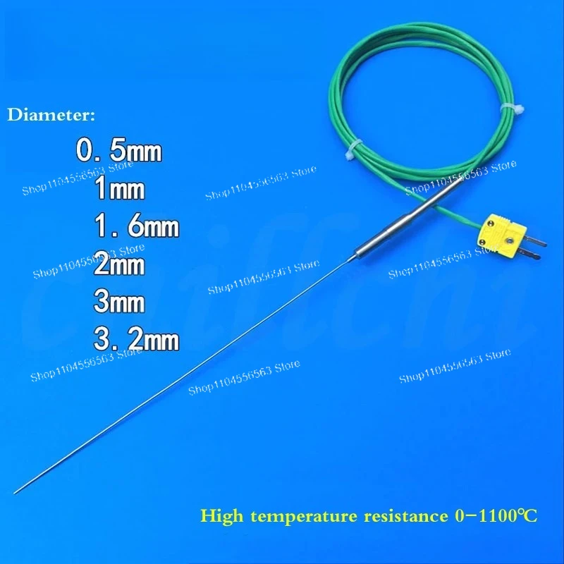 Armoured K-Type Thermocouple - 0.5mm Probe (3mm Diameter) 1000℃ Heat Resistance for Furnace Temperature Detection