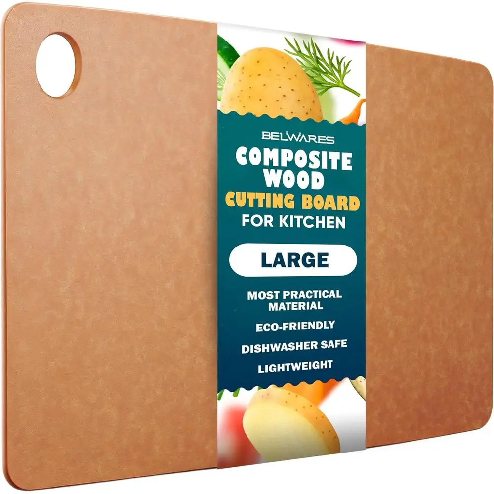 Dishwasher Safe Large Wood Composite Cutting Board, Thin Lightweight Chopping Board, Heat Resistant up to 350°, Knife Friendly,
