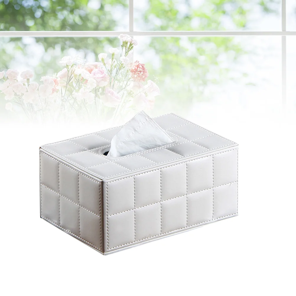 Simple PU Tissue Box Rectangle Paper Towel Holder Desktop Napkin Storage Container Kitchen Tissue Tray For Home Office