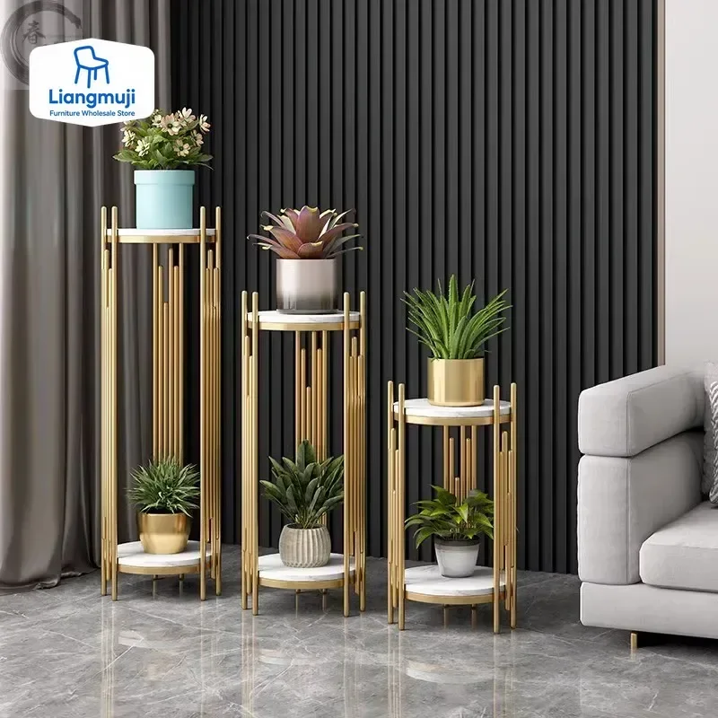 Flower Pot Plant Support Holder Display Stand for Potted Iron Shelf Balcony Flowerbed Standing for Pots Organizer Storage Rack
