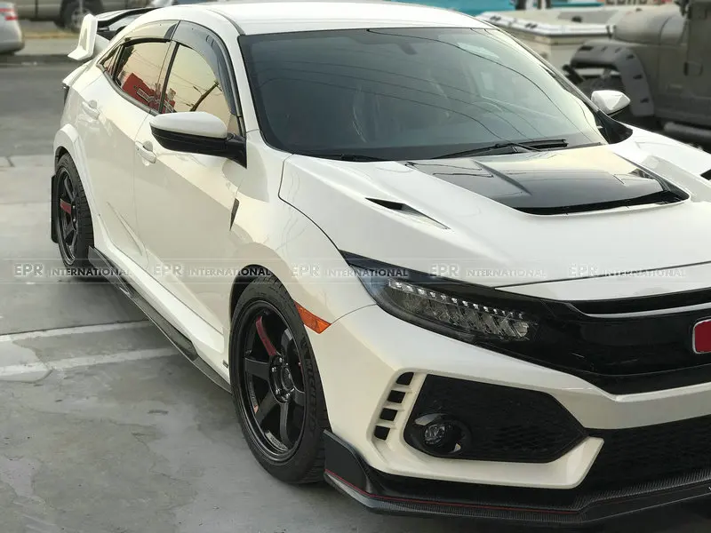 For 2017+ Honda Civic FK8 Type R VRS2-Style FRP Unpainted Side Skirt Addon Trim Exterior Accessories kits