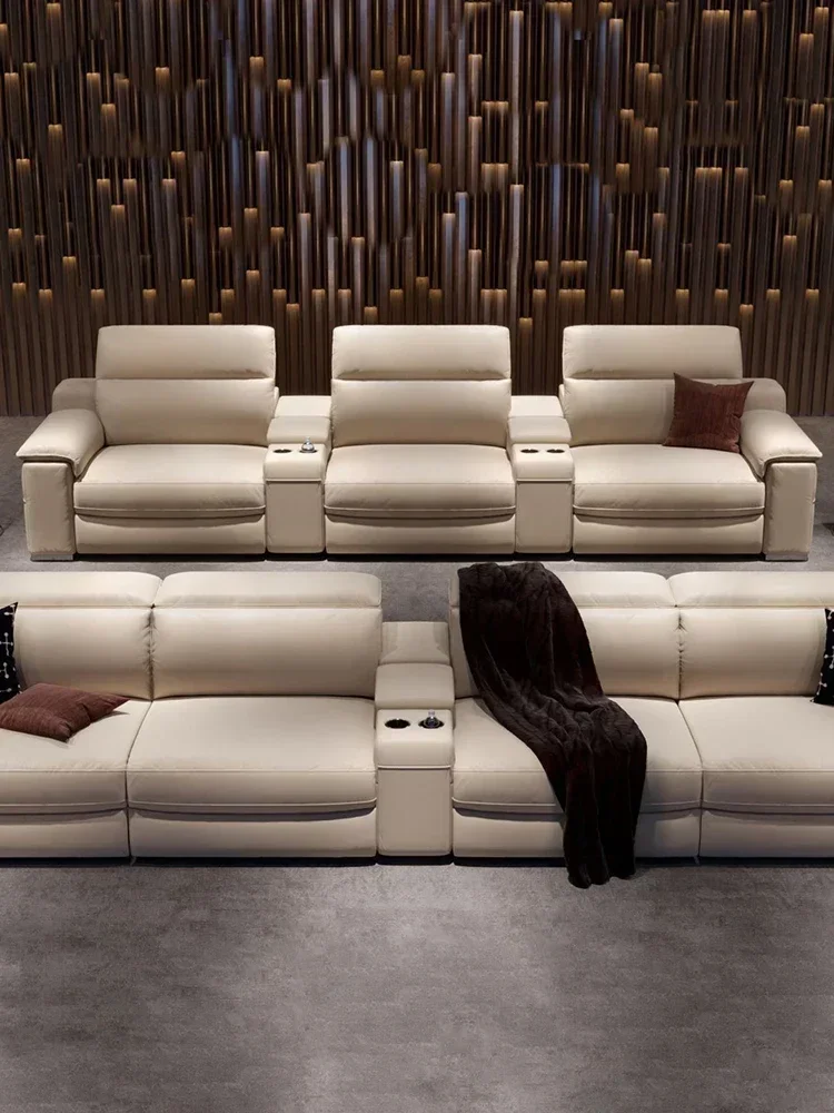 New private villa home cinema sofa retractable leather electric functional sofa living room audio-visual room sofa chair