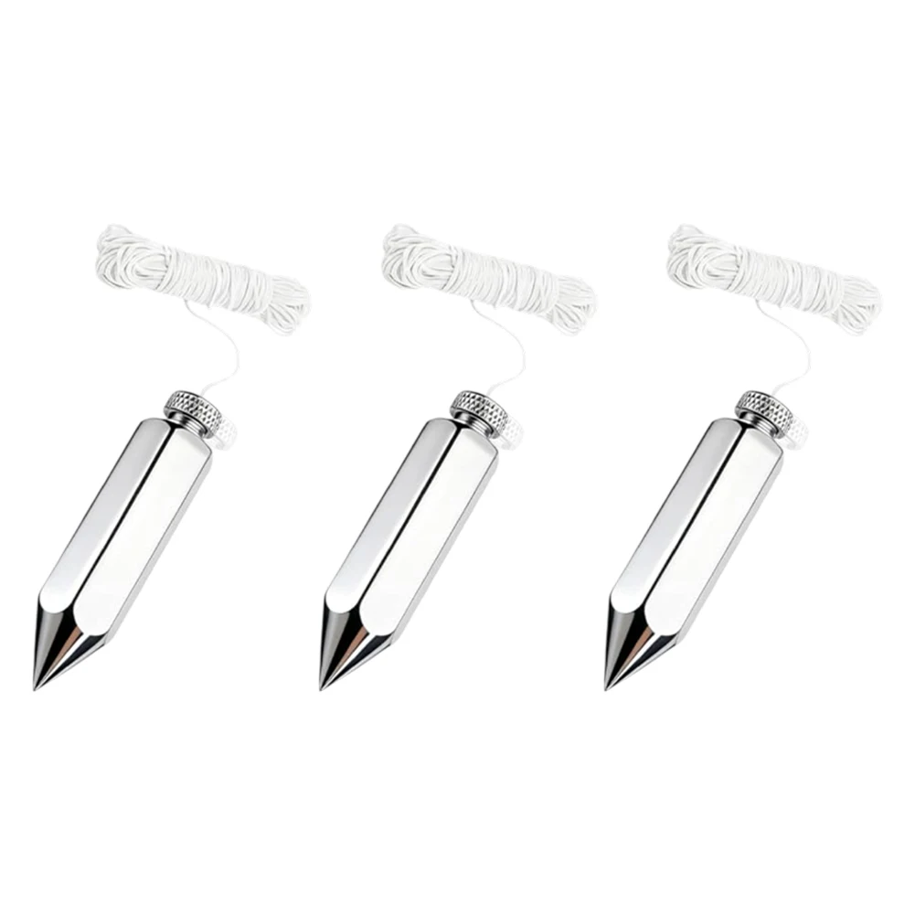 3PCS Hexagonal Plumb Bob Set 8oz Brass Steel With High Visibility String For Construction Carpentry Woodworking Measuring Tool