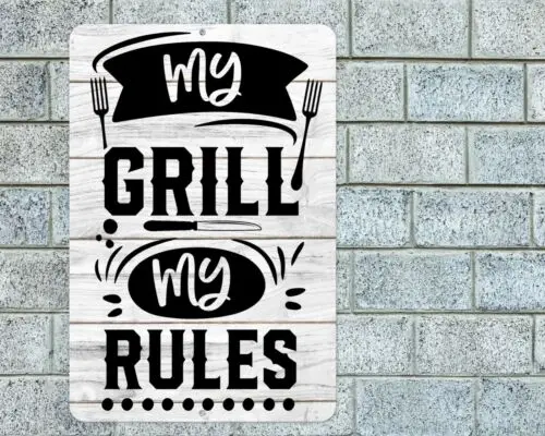 1y,My Grill My Rules Sign  Metal  Kitchen BBQ Barbecue Decor Plaque