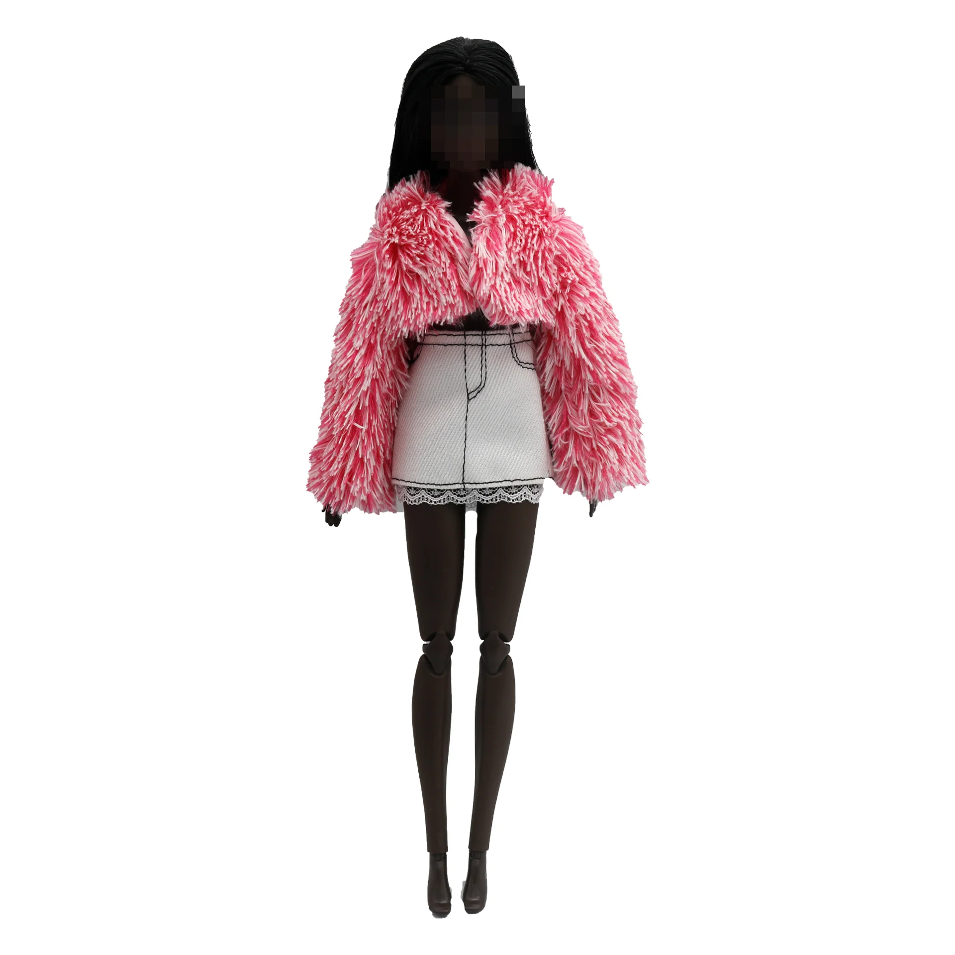 New 30cm 1/6Luxury Tasseled plush short coat  Accessories Clothes for Barbies doll