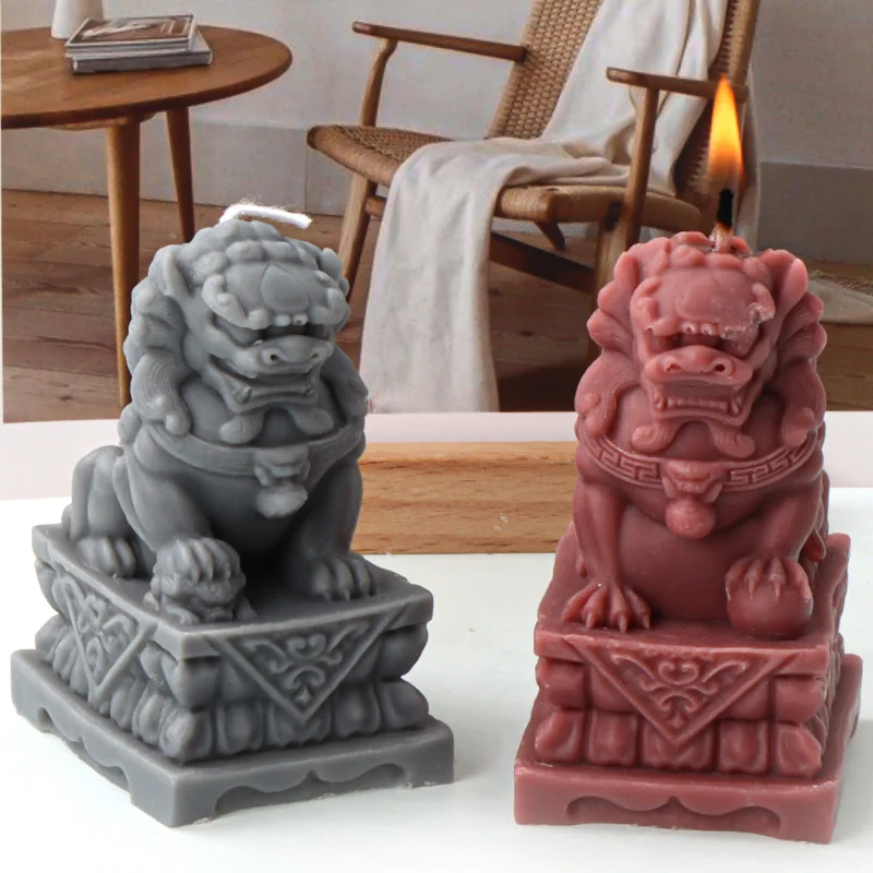 

Stone Lion Shape Silicone Candle Mold Animal Toad Statue Soap Resin Plaster Mould Chocolate Ice Making Set Party Home Decor Gift