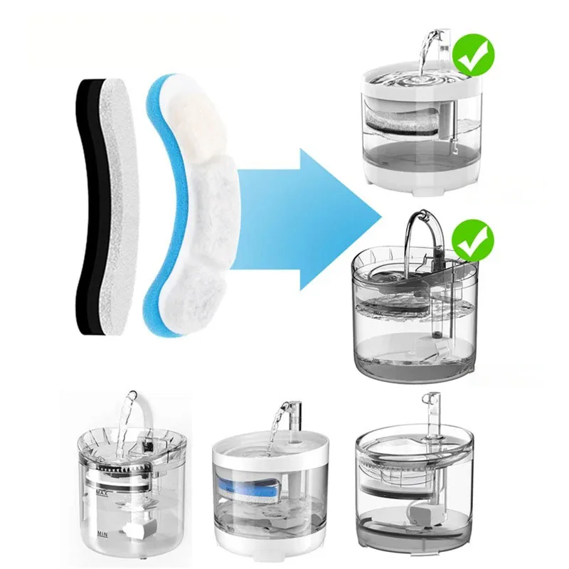 12pcs Replacement Filters For Pet Water Fountain Activated Carbon Replaced Filters Cat Dispenser Filter Element Accessories