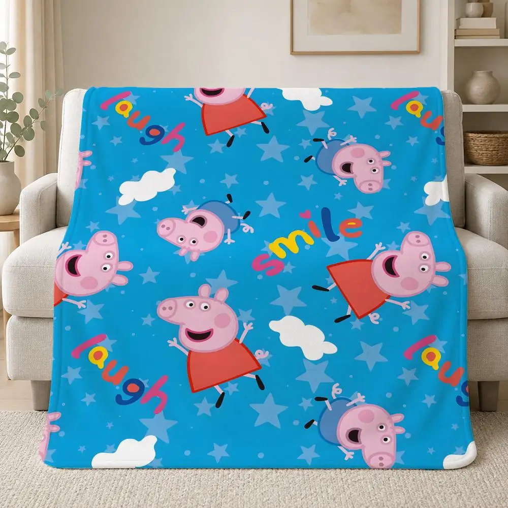Cute Kids Cartoon Peppa Pig Throw Soft Plush Flannel Throw Blanket Sofa Bed Travel Home Decor