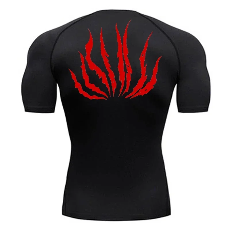 Graphic Print Athletic Quick Dry Tshirts for Men Gym Workout Training Running Compression Shirt Undershirts Baselayers Tees Tops
