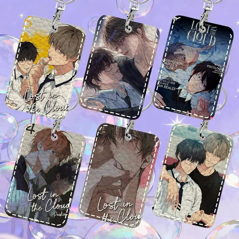 Lost In The Cloud Comics Card Case Keychain Access Card Bag Key Tag Ring Leather Card Holder Key Ring Access