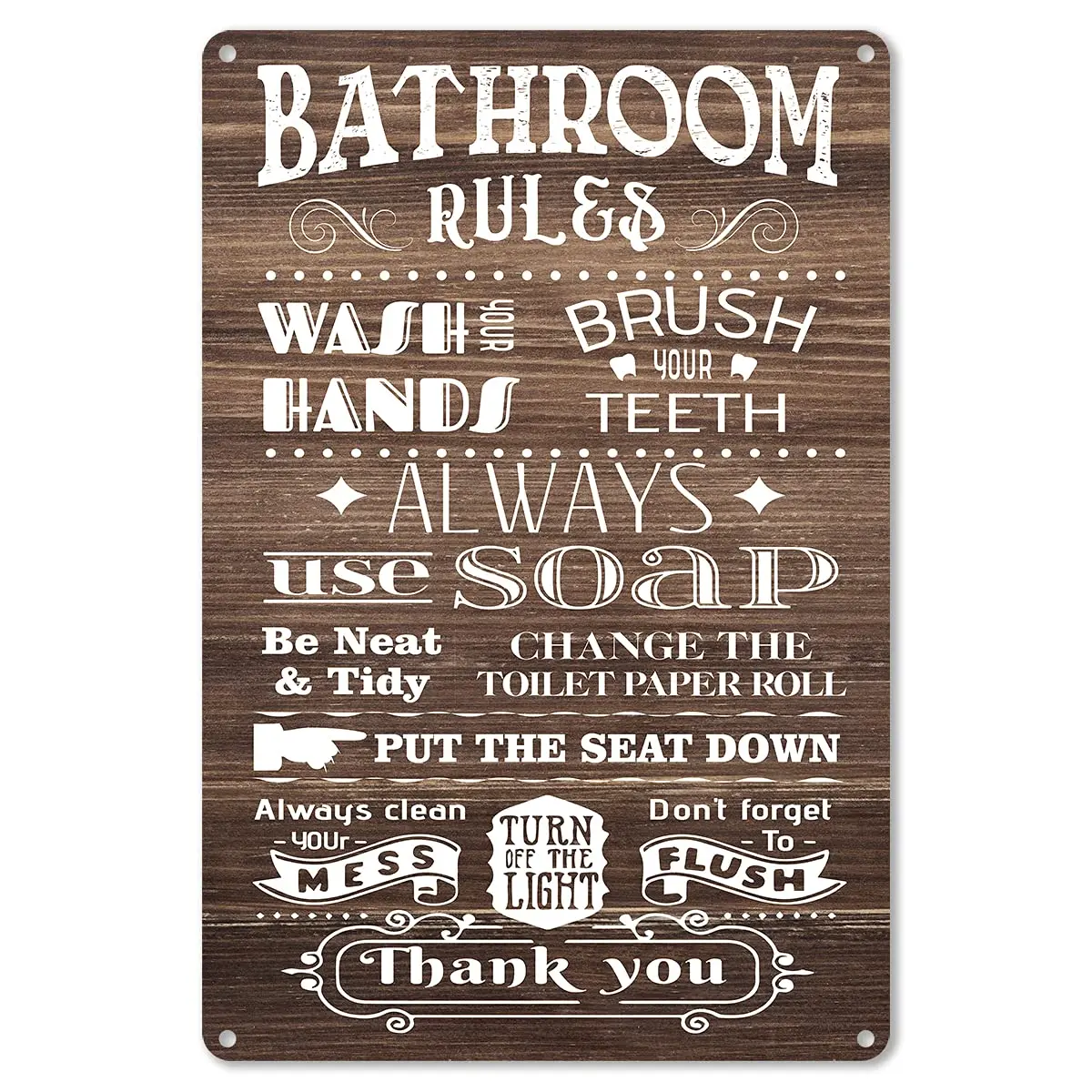 Bathroom Quote Cat Metal Tin Sign Wall Decor - Vintage Bathroom Rules Tin Sign for Toilet Bathroom WC Washroom Decor Gifts for