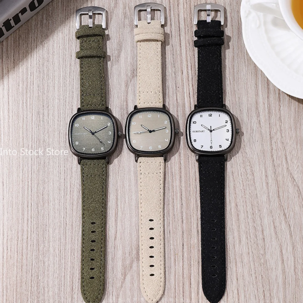 Vintage Square Dial Leather Belt Wristwatch Brand Quartz Watch Youth Student Watch Casual Fashion Men Women Gift Clock Wholesale