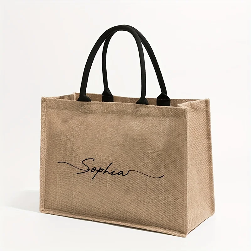Custom Name Pattern Shopping Personalized Beach Bag Monogrammed Gift Tote Bag for Women Bag for Women's Travel Toiletry Storage view 4