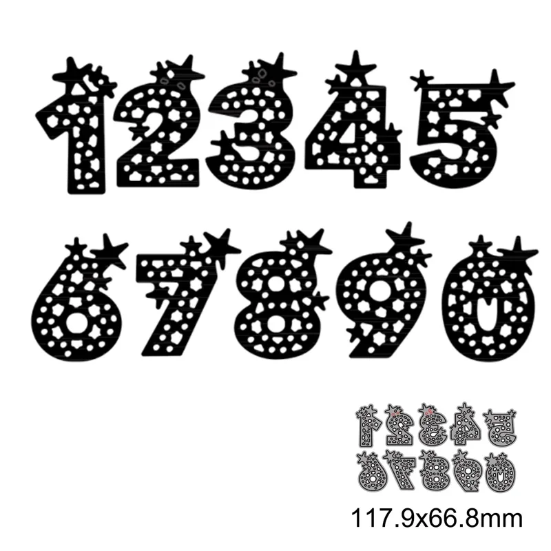 10pcs Cute Numbers Cutting Dies for DIY Scrapbook Embossing Album Paper Card Making Craft Folder Decorative 2021 New