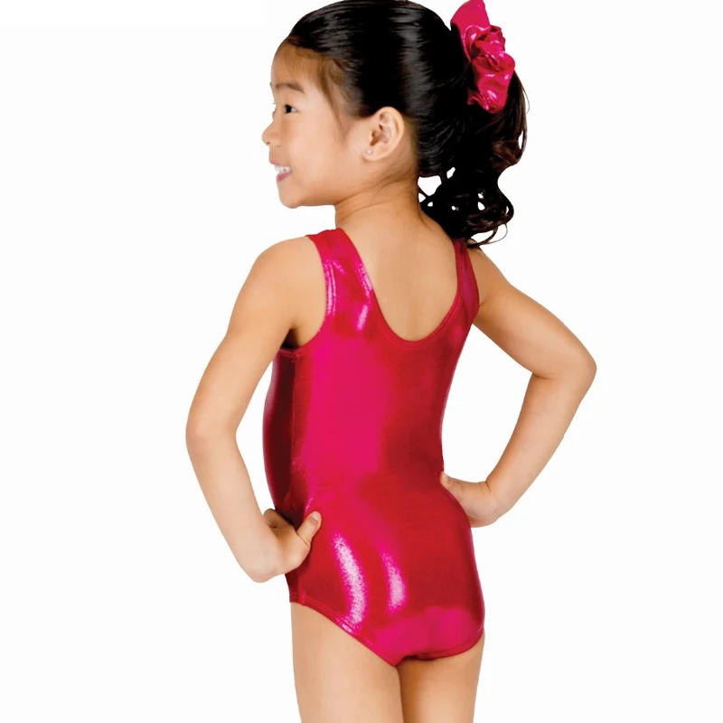 Детская блестящая металлическая спортивная одежда из спандекса для художественной гимнастики для соревнований танцев для девочек блестящие Костюмные трико для выступлений на сцене