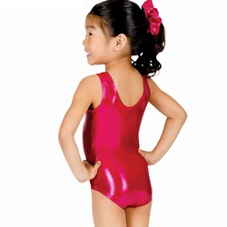 Children Sparkly Metallic Spandex Art Gymnastics Sportswear Competition Dancing For Girl Shiny Costum Stage Performance Leotards