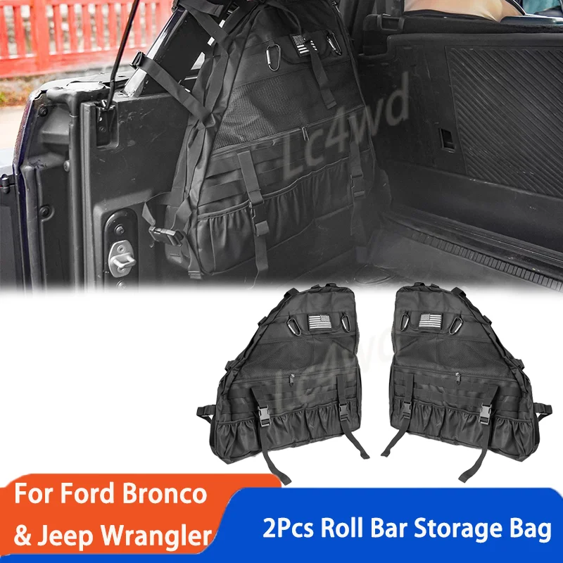 

Roll Bar Storage Bag Multi-Pockets Tool Kits Cargo Bags For Ford Bronco 2021+ & Jeep Wrangler JK JL 2007-2025