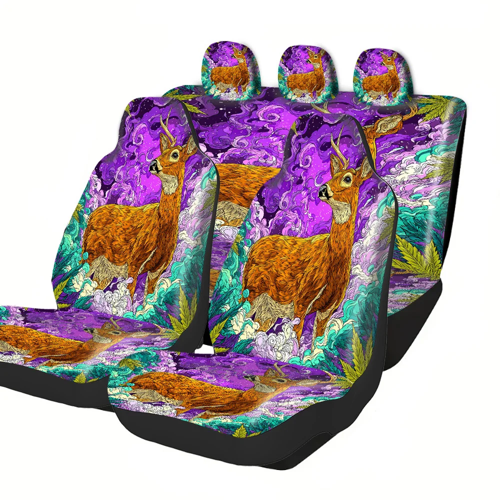 2-5 Seat Set Car Seat Covers, Premium Deer Cloud Pattern, Breathable Polyester Material, Universal Fit For Truck SUV Off-Road Ca
