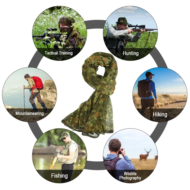 

Breathable Sun Resistant Summer Camouflage Scarf Jungle Camouflage Mesh Outdoor Cycling Camouflage Multi-color Square Scarf