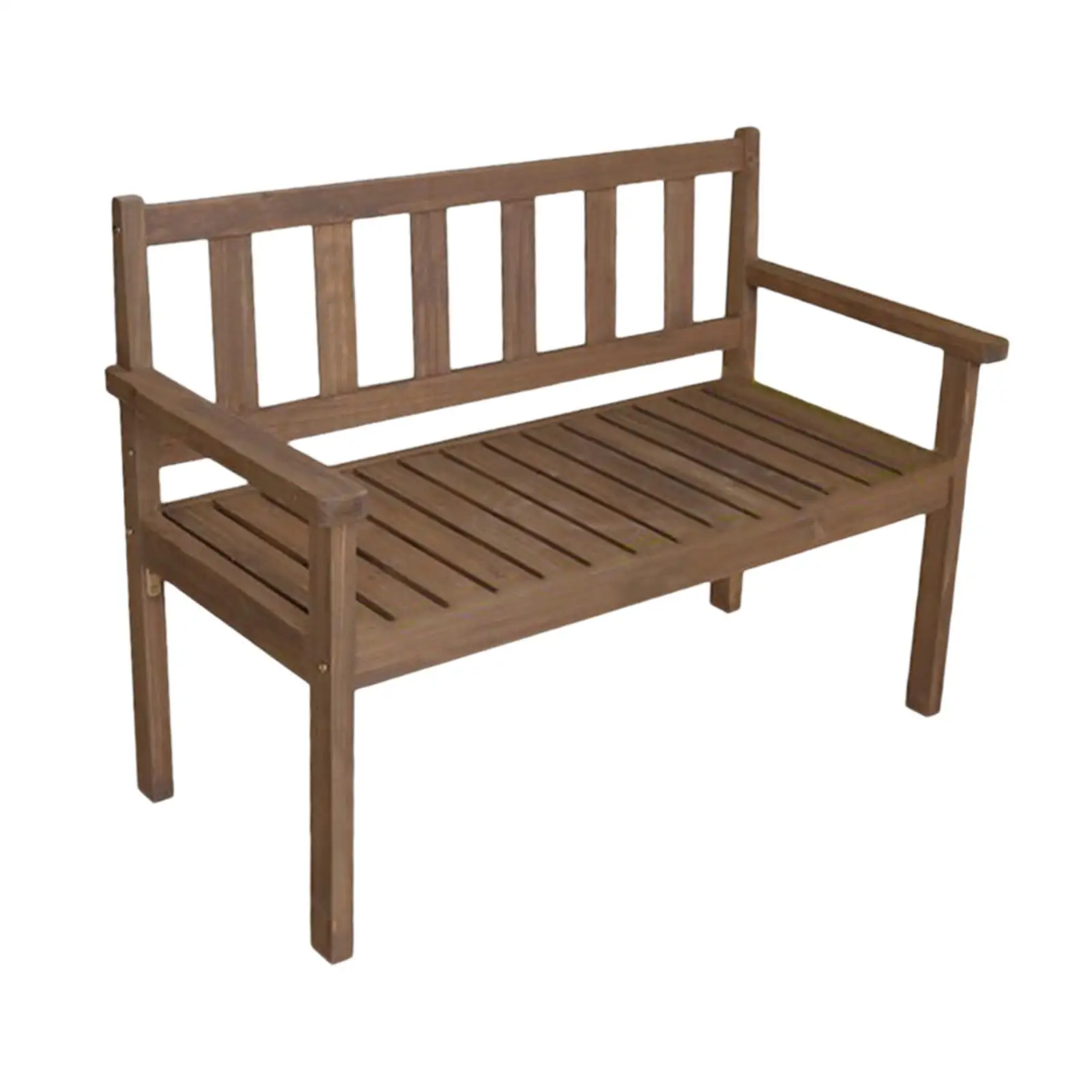 Wood Bench Garden Bench W/ Backrest and Armrest 2 Seater Wooden Bench Outdoor Bench for Park Deck Front Porch Furniture Decor