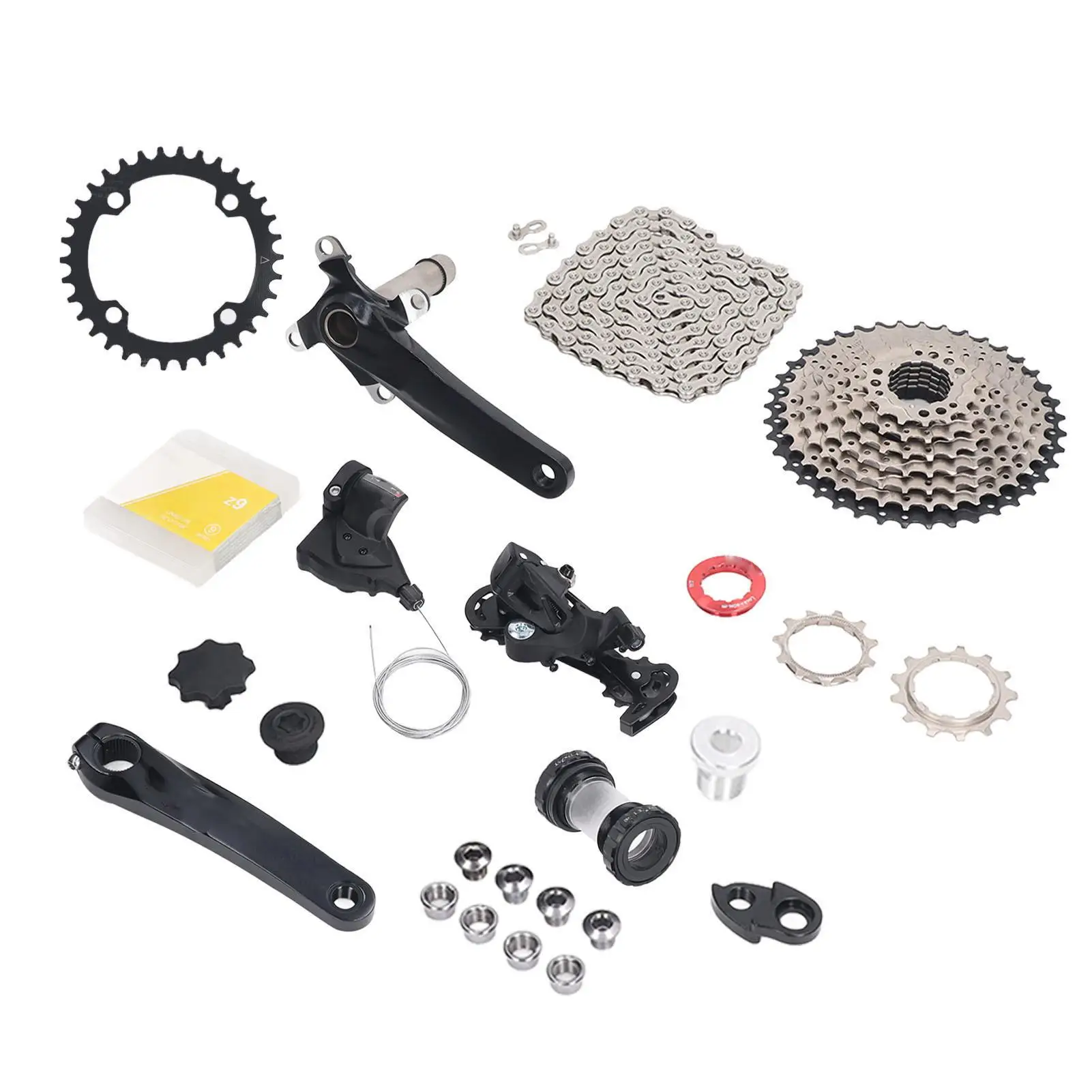 

High Strength Steel Freewheel 11 To 40T Aluminum Alloy Crank Rust Resistant Stylish 9 Speed Bike Groupset for diy Projects