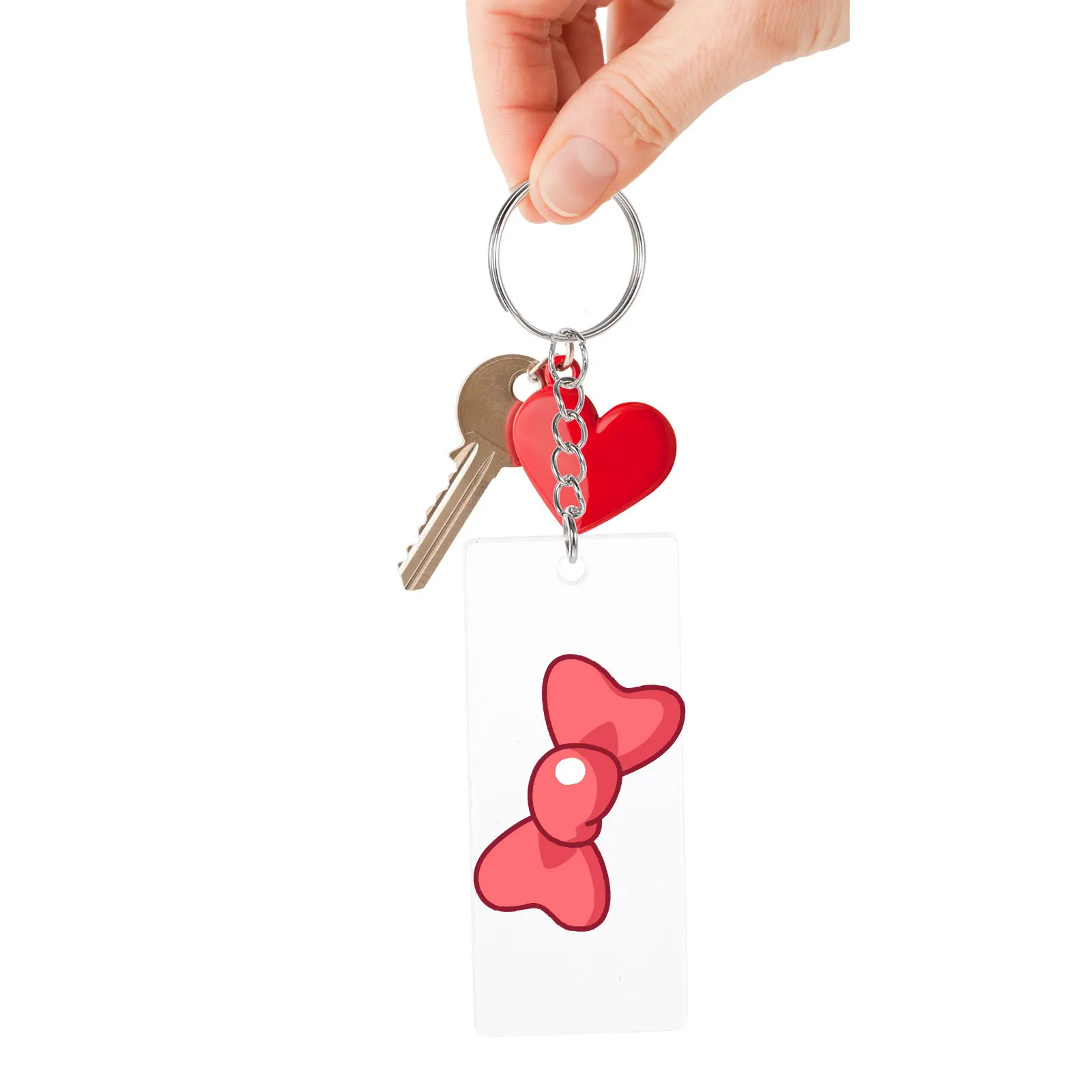 

Operitacx Acrylic Keychain Blanks 50Pcs Rectangle Clear Craft Tags with Key for Luggage Decoration Transparent