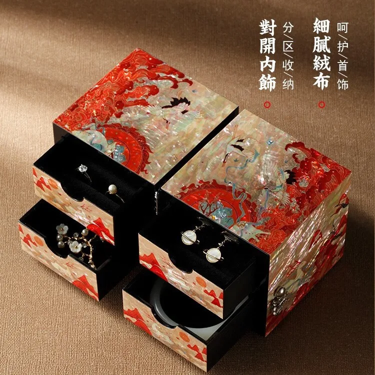 مناسبة لصندوق المجوهرات المطلي، وحفلات زفاف الغزلان ذات التسعة ألوان، وهدية الزفاف، والمجوهرات الخشبية الراقية على الطراز الوطني