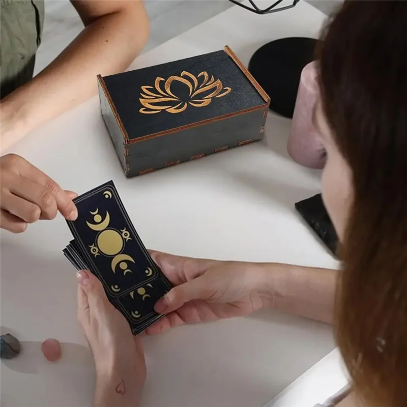 AS63-بطاقة التارو حافظة خمر صندوق حلية خشبي صندوق مجوهرات صغير الخشب خمر صندوق متعدد الوظائف لملحقات بطاقة التارو #4