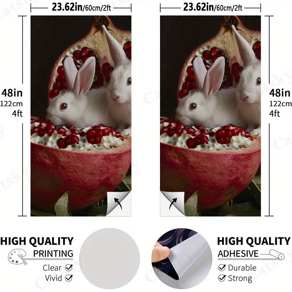 Surreal Pomegranate Rabbit Art Sticker,High Value! 2D Flat Vinyl Sandboard Decals - Budget-Friendly and High Value, Bubble-Free